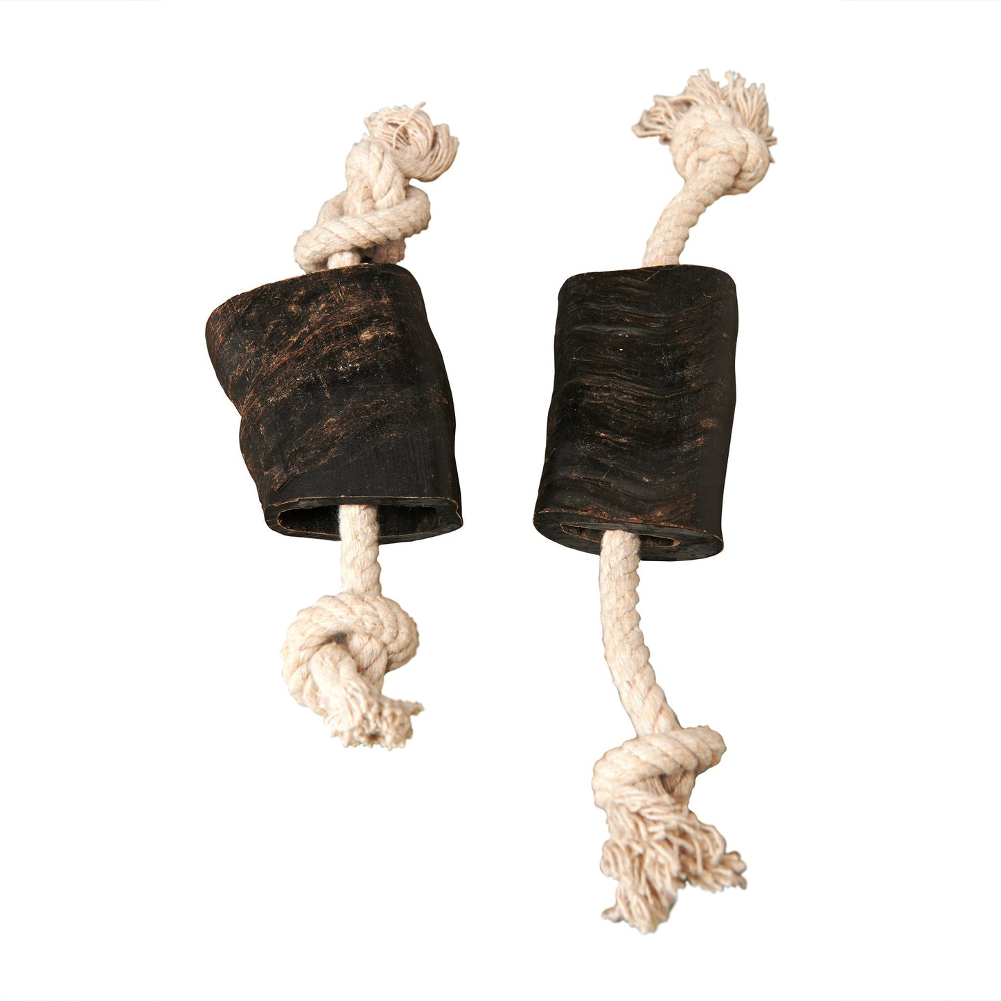 Water Buffalo Horn 14" Cotton Rope Tug Toy Dog Chews-2 Count-10 oz