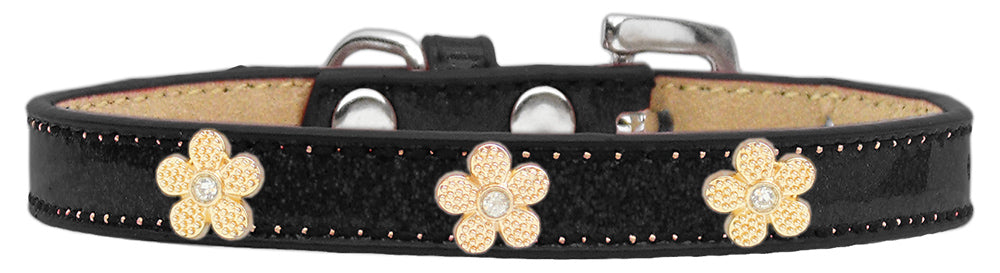 Mirage Pet 632-2 BK12 Gold Flower Widget Dog Collar, Black Ice Cre