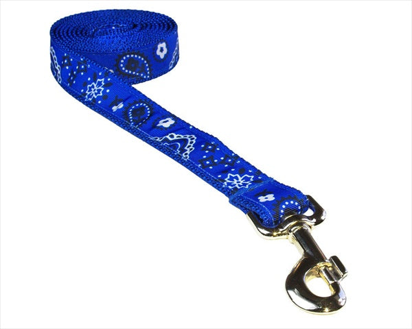 Sassy Dog Wear BANDANA BLUE3-L 6 ft. Bandana Dog Leash- Blue - Medium